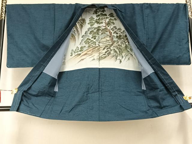 平和屋着物●男性　紬　アンサンブル　霞文　正絹　逸品　AABK1410fy