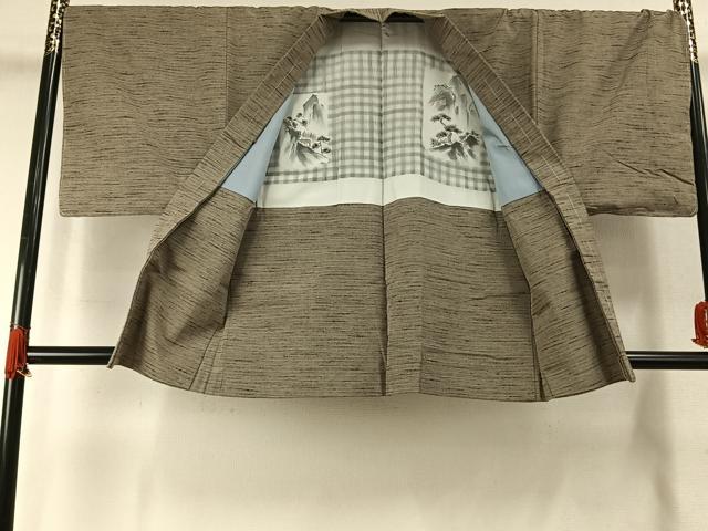 平和屋着物●男性　紬　アンサンブル　霞文　正絹　逸品　未使用　AABK1412fy