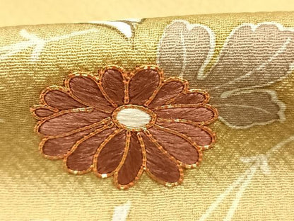 平和屋着物●訪問着　駒刺繍　草花文　金彩　正絹　逸品　AABK1419fy