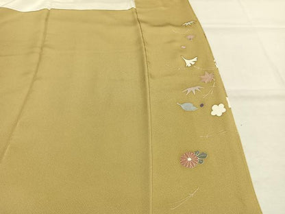 平和屋着物●訪問着　駒刺繍　草花文　金彩　正絹　逸品　AABK1419fy