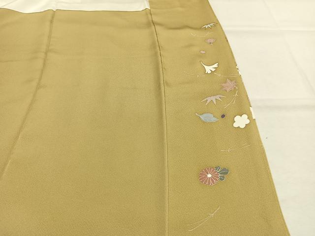 平和屋着物●訪問着　駒刺繍　草花文　金彩　正絹　逸品　AABK1419fy