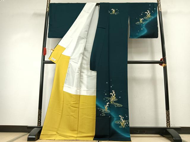 平和屋着物●訪問着　草花文　暈し染め　やまと誂製　ロング丈　正絹　逸品　AABK1420fy