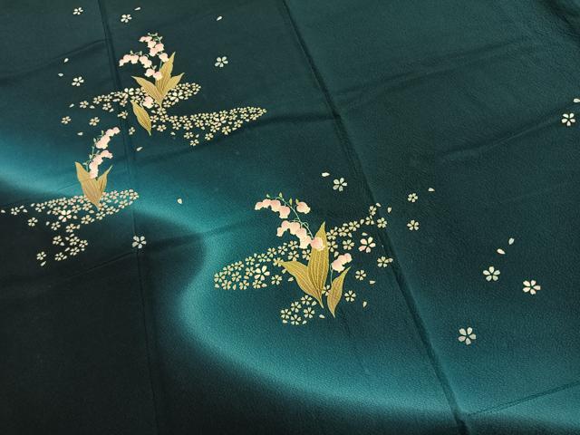 平和屋着物●訪問着　草花文　暈し染め　やまと誂製　ロング丈　正絹　逸品　AABK1420fy