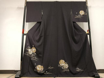 平和屋着物●訪問着　刺繍　兎　雪輪花文　金糸　金銀彩　ロング丈　正絹　逸品　未使用　AABK1422fy