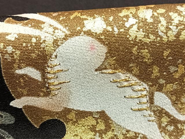 平和屋着物●訪問着　刺繍　兎　雪輪花文　金糸　金銀彩　ロング丈　正絹　逸品　未使用　AABK1422fy