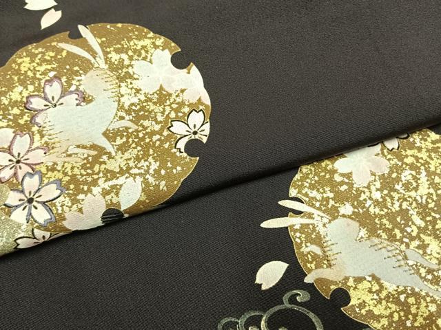 平和屋着物●訪問着　刺繍　兎　雪輪花文　金糸　金銀彩　ロング丈　正絹　逸品　未使用　AABK1422fy