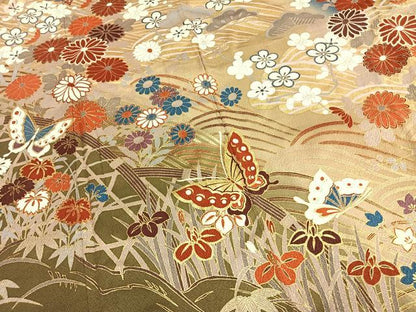 平和屋着物●豪華振袖　松竹梅　花蝶文　暈し染め　金彩　正絹　逸品　AABK1424fy