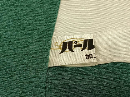 平和屋着物●本加賀友禅作家　毎田仁郎監修　色無地　草花地紋　花緑青色　正絹　逸品　AABK1428fy