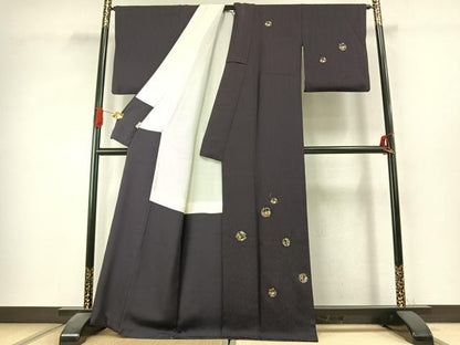 平和屋着物●訪問着　総刺繍　草花文　金糸　正絹　逸品　AABK1430fy