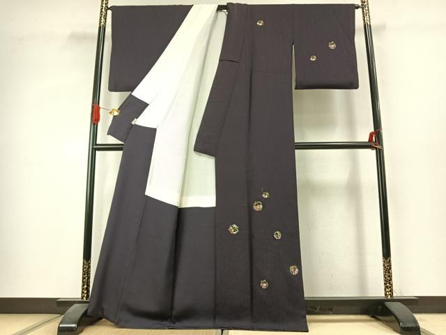 平和屋着物●訪問着　総刺繍　草花文　金糸　正絹　逸品　AABK1430fy