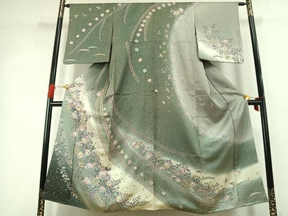 平和屋着物●訪問着　辻が花　絞り　暈し染め　金彩　正絹　逸品　AABK1435fy