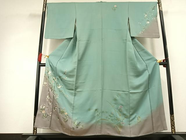 平和屋着物●訪問着　花鳥文　暈し染め　金彩　正絹　逸品　AABK1437fy