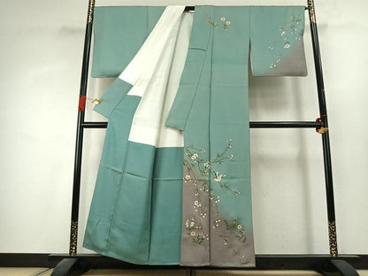 平和屋着物●訪問着　花鳥文　暈し染め　金彩　正絹　逸品　AABK1437fy