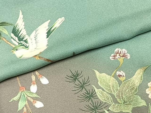 平和屋着物●訪問着　花鳥文　暈し染め　金彩　正絹　逸品　AABK1437fy