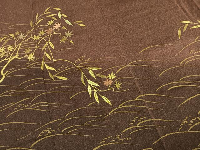 平和屋着物○訪問着 刺繍 草花文 暈し染め 金糸 金彩 正絹 逸品