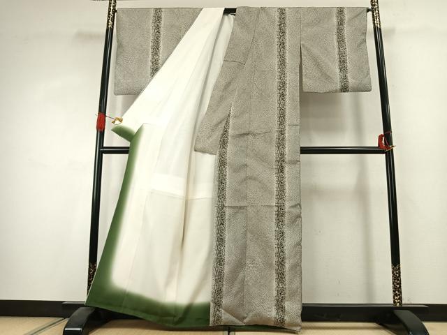平和屋着物●本場染大島紬　草花間道　正絹　逸品　AABK1440fy