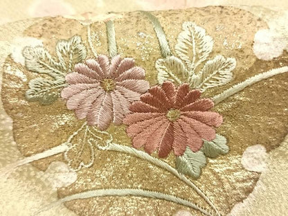 平和屋着物●訪問着　絞り　刺繍　雪輪花文　金糸　金彩　正絹　逸品　AABK1442fy