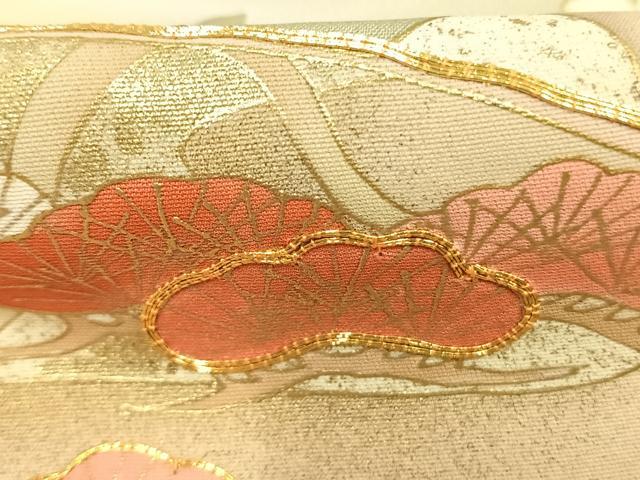 平和屋着物●訪問着　駒刺繍　松竹梅　地紙花文　暈し染め　金彩　正絹　逸品　AABK1443fy