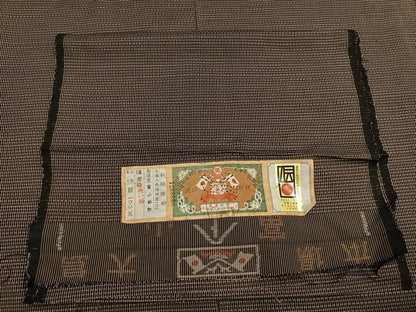 平和屋着物●男性　本場大島紬　格子　富山織物謹製　証紙付き　正絹　逸品　AABK1447fy