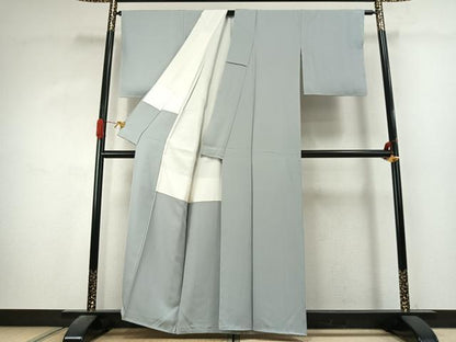 平和屋着物●上質な色無地　藍白色　正絹　逸品　未使用　AABK1449fy