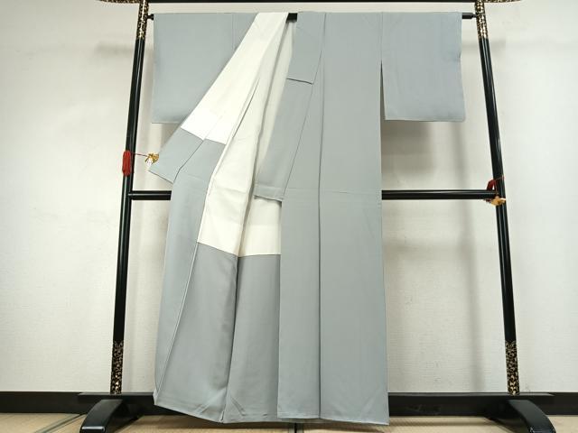 平和屋着物●上質な色無地　藍白色　正絹　逸品　未使用　AABK1449fy