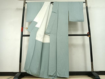 平和屋着物●上質な色無地　紋意匠　錆青磁色　正絹　逸品　AABK1452fy
