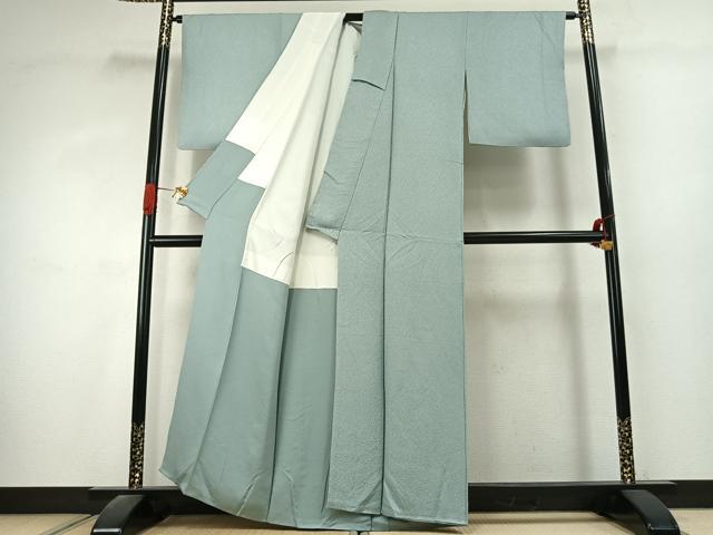 平和屋着物●上質な色無地　紋意匠　錆青磁色　正絹　逸品　AABK1452fy
