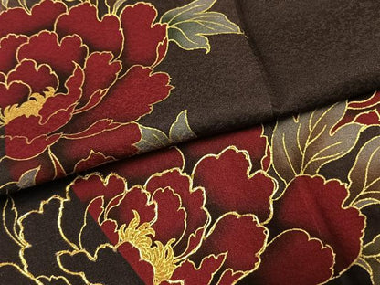 平和屋着物●豪華振袖　駒刺繍　折鶴　草花文　暈し染め　金彩　正絹　逸品　AABK1454fy