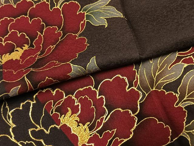 平和屋着物●豪華振袖　駒刺繍　折鶴　草花文　暈し染め　金彩　正絹　逸品　AABK1454fy