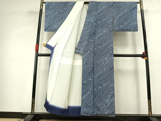 平和屋着物●上質な小紋　型染め　切嵌花文　正絹　逸品　未使用　AABK1455fy