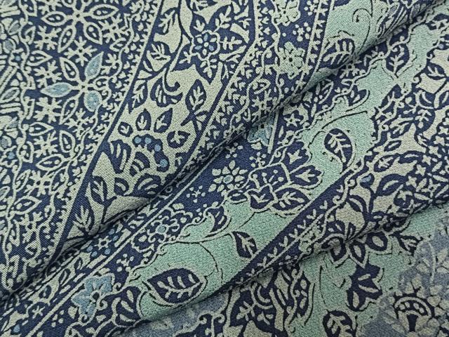 平和屋着物●上質な小紋　型染め　切嵌花文　正絹　逸品　未使用　AABK1455fy