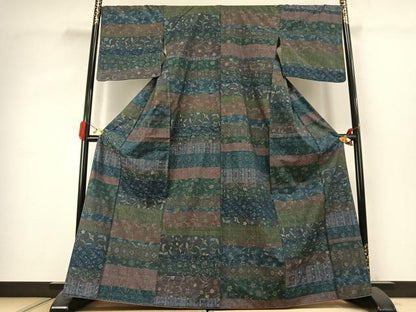 平和屋着物●小千谷紬　百柄　正絹　逸品　AABK1457fy