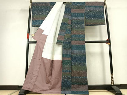 平和屋着物●小千谷紬　百柄　正絹　逸品　AABK1457fy