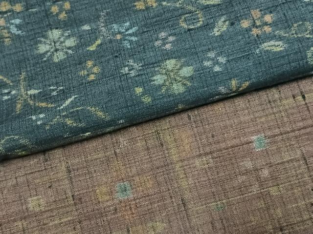 平和屋着物●小千谷紬　百柄　正絹　逸品　AABK1457fy