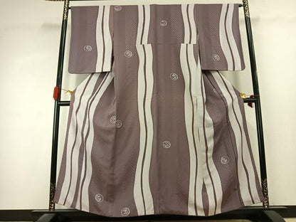 平和屋着物●上質な小紋　丸文　正絹　逸品　AABK1463fy