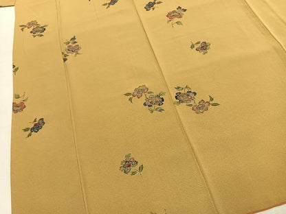 平和屋着物●上質な小紋　草花文　金彩　正絹　逸品　AABK1464fy