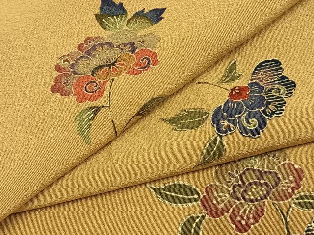 平和屋着物●上質な小紋　草花文　金彩　正絹　逸品　AABK1464fy