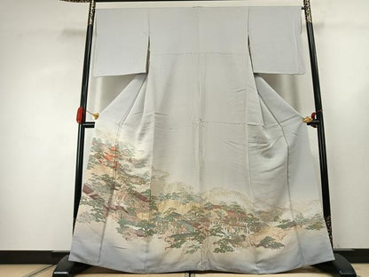 平和屋着物●豪華色留袖 寿光織 風景人物文 金糸 さが美扱い 正絹 逸品 AABK1466fy