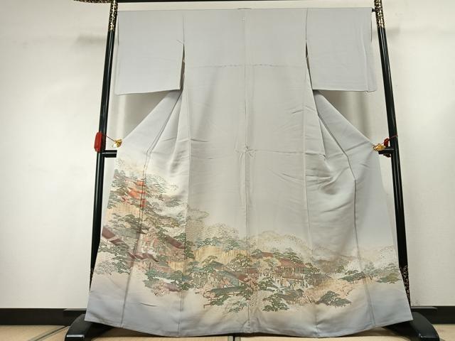 平和屋着物●豪華色留袖 寿光織 風景人物文 金糸 さが美扱い 正絹 逸品 AABK1466fy