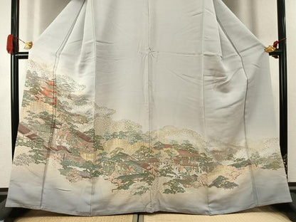 平和屋着物●豪華色留袖 寿光織 風景人物文 金糸 さが美扱い 正絹 逸品 AABK1466fy