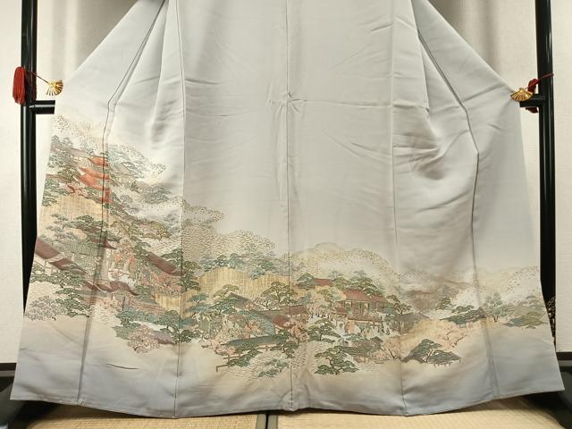 平和屋着物●豪華色留袖 寿光織 風景人物文 金糸 さが美扱い 正絹 逸品 AABK1466fy