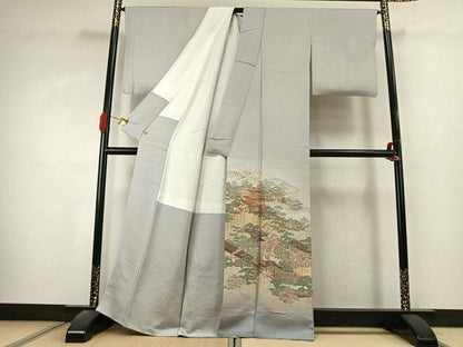 平和屋着物●豪華色留袖 寿光織 風景人物文 金糸 さが美扱い 正絹 逸品 AABK1466fy
