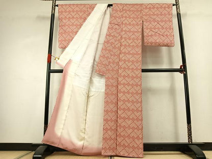 平和屋着物●上質な小紋　総絞り　幾何学文様　正絹　逸品　AABK1467fy