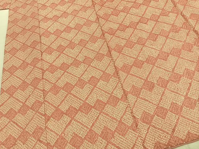 平和屋着物●上質な小紋　総絞り　幾何学文様　正絹　逸品　AABK1467fy