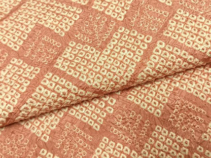 平和屋着物●上質な小紋　総絞り　幾何学文様　正絹　逸品　AABK1467fy
