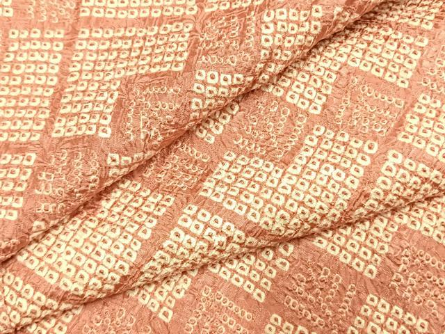 平和屋着物●上質な小紋　総絞り　幾何学文様　正絹　逸品　AABK1467fy