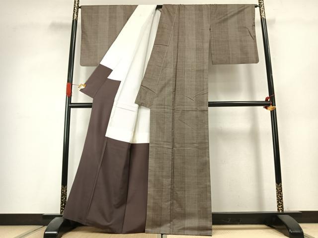 平和屋着物●本場大島紬　7マルキ　間道　正絹　逸品　AABK1469fy