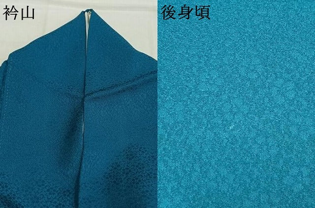 平和屋着物●染色作家　斉藤三才　色無地　花尽くし地紋　納戸色　正絹　逸品　AABK1472fy