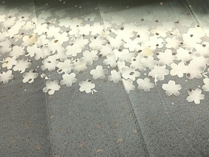 平和屋着物●訪問着　作家物　舞桜文　暈し染め　黒地　金彩　正絹　逸品　未使用　AABK1473fy