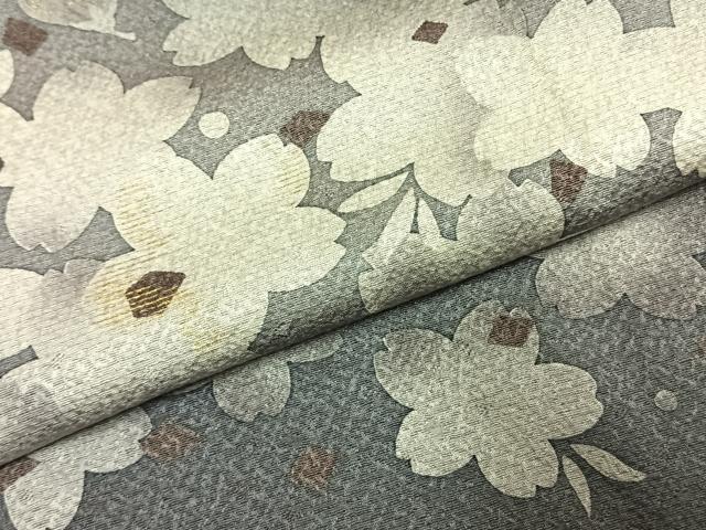 平和屋着物●訪問着　作家物　舞桜文　暈し染め　黒地　金彩　正絹　逸品　未使用　AABK1473fy